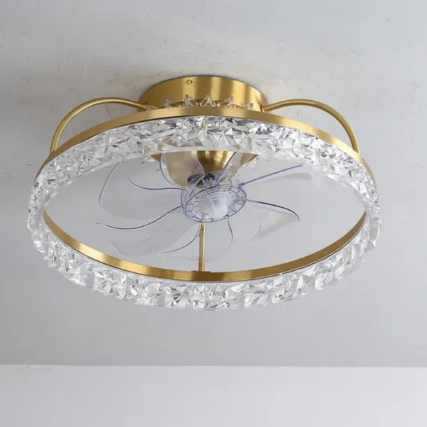 Ceiling Fan with Light Dimmable Circle Design Crystal 50cm 6 Wind Speeds Modern Ceiling Fan for Bedroom, Living Room App & Remote Control 110-240V