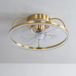 Ceiling Fan with Light Dimmable Circle Design Crystal 50cm 6 Wind Speeds Modern Ceiling Fan for Bedroom, Living Room App & Remote Control 110-240V