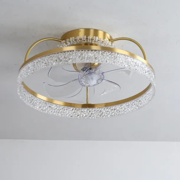 Ceiling Fan with Light Dimmable Circle Design Crystal 50cm 6 Wind Speeds Modern Ceiling Fan for Bedroom, Living Room App & Remote Control 110-240V