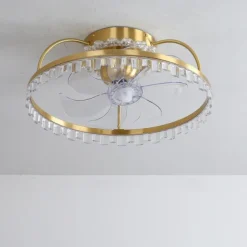 Ceiling Fan with Light Dimmable Circle Design Crystal 50cm 6 Wind Speeds Modern Ceiling Fan for Bedroom, Living Room App & Remote Control 110-240V