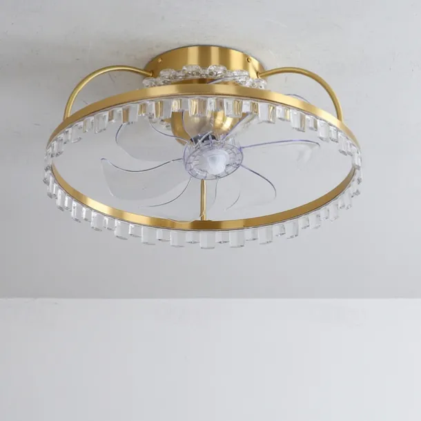 Ceiling Fan with Light Dimmable Circle Design Crystal 50cm 6 Wind Speeds Modern Ceiling Fan for Bedroom, Living Room App & Remote Control 110-240V