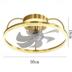 Ceiling Fan with Light Dimmable Circle Design Crystal 50cm 6 Wind Speeds Modern Ceiling Fan for Bedroom, Living Room App & Remote Control 110-240V