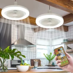 Ceiling Fan with Light Remote Control CABLE E26 SOCKET INCLUDE 10 Inch Enclosed Ceiling Fan Dimmable 3 Light Color, 3 Speed LED Low Profile Flush Mount Ceiling Fan for Kitchen