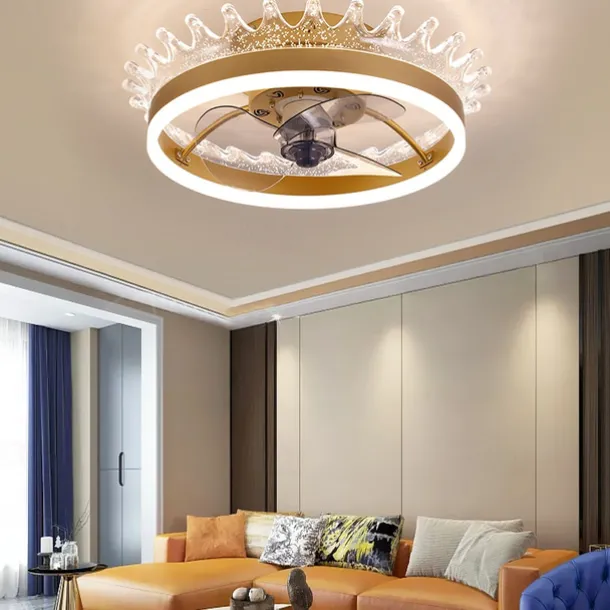 Ceiling Fan with Light Ring Circle Design 22" App & Remote Control, Timing & 3 Led Color Led Ceiling Fan, 6 Wind Speeds Modern Ceiling Fan for Bedroom, Living Room, Small Room
