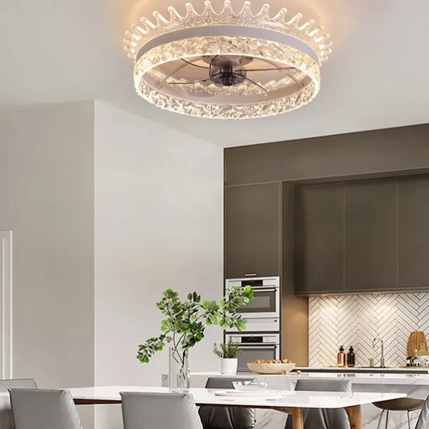 Ceiling Fan with Light Ring Circle Design 22" App & Remote Control, Timing & 3 Led Color Led Ceiling Fan, 6 Wind Speeds Modern Ceiling Fan for Bedroom, Living Room, Small Room