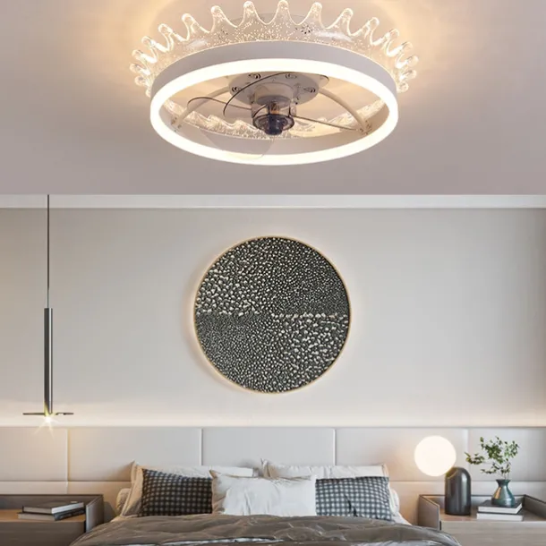 Ceiling Fan with Light Ring Circle Design 22" App & Remote Control, Timing & 3 Led Color Led Ceiling Fan, 6 Wind Speeds Modern Ceiling Fan for Bedroom, Living Room, Small Room