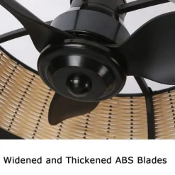 Ceiling Fan with Lights 22 Dimmable Rattan 6 Speeds Timing Reversible Blades with Remote Control Household Fan Chandelier Indoor Low Profile Flush Mount Ceiling Fan 110-240V