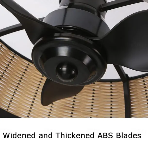 Ceiling Fan with Lights 22 Dimmable Rattan 6 Speeds Timing Reversible Blades with Remote Control Household Fan Chandelier Indoor Low Profile Flush Mount Ceiling Fan 110-240V