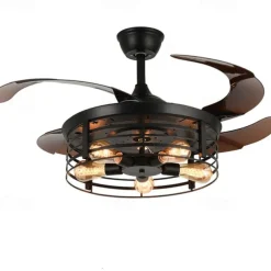 Ceiling Fan with Lights 42 Inch 5-Lights Black Rustic Ceiling Fan with Remote Warm White With Bulbs