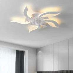 Ceiling Fan with Lights 65cm Dimmable LED 3 Color 6 Speeds Timing Reversible Blades with Remote Control, Household Fan Chandelier, indoor Low Profile Flush Mount Ceiling Fan