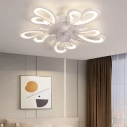 Ceiling Fan with Lights 65cm Dimmable LED 3 Color 6 Speeds Timing Reversible Blades with Remote Control, Household Fan Chandelier, indoor Low Profile Flush Mount Ceiling Fan
