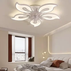 Ceiling Fan with Lights 65cm Dimmable LED 3 Color 6 Speeds Timing Reversible Blades with Remote Control, Household Fan Chandelier, indoor Low Profile Flush Mount Ceiling Fan