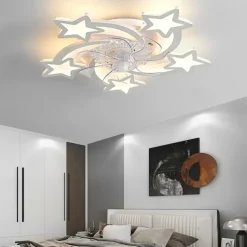 Ceiling Fan with Lights 65cm Dimmable LED 3 Color 6 Speeds Timing Reversible Blades with Remote Control, Household Fan Chandelier, indoor Low Profile Flush Mount Ceiling Fan
