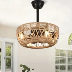 Ceiling Fan with Lights Crystal Black 18
