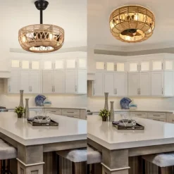 Ceiling Fan with Lights Crystal Black 18