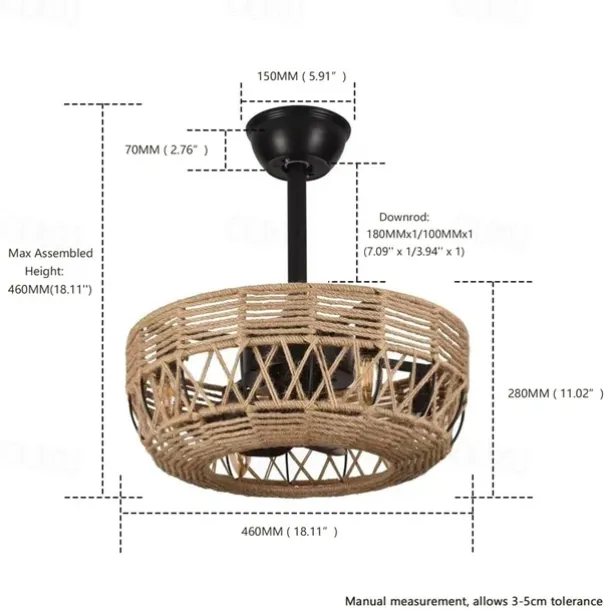 Ceiling Fan with Lights Crystal Black 18" Warm White LED 6 Speeds Timing Reversible Blades with Remote Control, Household Fan Chandelier, indoor Low Profile Flush Mount Ceiling Fan 110-120V