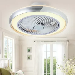 Ceiling Fan with Lights Remote Control, Indoor Low Profile Modern Flush Mount Ceiling Fan with 72W Warm Natural Bright 3 Color LED Lights, 3 Speeds Smart Ac Fan for Kitchen and Bedroom (White)