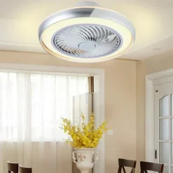 Ceiling Fan with Lights Remote Control, Indoor Low Profile Modern Flush Mount Ceiling Fan with 72W Warm Natural Bright 3 Color LED Lights, 3 Speeds Smart Ac Fan for Kitchen and Bedroom (White)