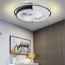 Ceiling Fan with Lights Remote Control, Indoor Low Profile Modern Flush Mount Ceiling Fan with 72W Warm Natural Bright 3 Color LED Lights, 3 Speeds Smart Ac Fan for Kitchen and Bedroom (White)