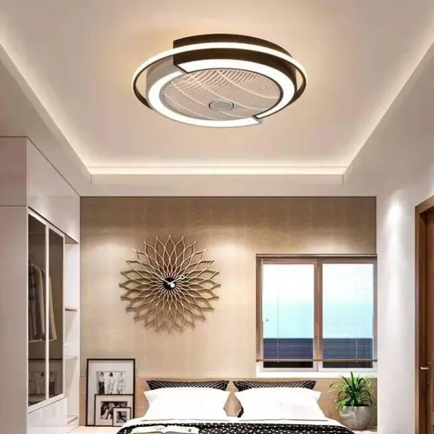 Ceiling Fan with Lights Remote Control, Indoor Low Profile Modern Flush Mount Ceiling Fan with 72W Warm Natural Bright 3 Color LED Lights, 3 Speeds Smart Ac Fan for Kitchen and Bedroom (White)