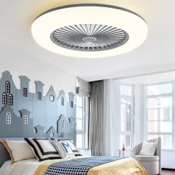 Ceiling Fans with Lights, 55cm Modern Low Profile Ceiling Fan, 72W Flush Mount, 3 Colors, 3 Speeds, Dimmable Ceiling Fan with Light 110-240V