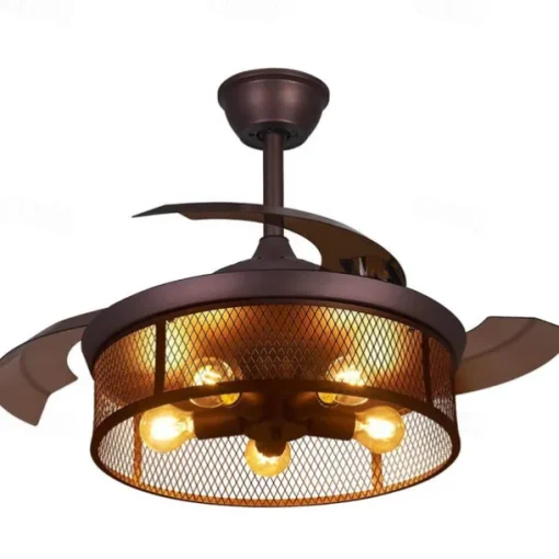 Ceiling Fans with Lights 5-Light 19.5" Dimmable Retro Design Ceiling Lights Metal Artistic Style Modern Style Novelty Painted Finishes Black 85-265V