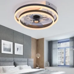 Ceiling Fans with Lights Flush Mount Low Profile Indoor Ceiling Fan,19.5