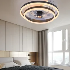 Ceiling Fans with Lights Flush Mount Low Profile Indoor Ceiling Fan,19.5