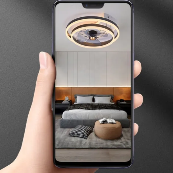 Ceiling Fans with Lights Flush Mount Low Profile Indoor Ceiling Fan,19.5" Dimmable Bladeless Ceiling Fans with Remote Control,Smart 3 Colors 6 Speeds Reversible