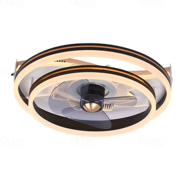 Ceiling Fans with Lights Flush Mount Low Profile Indoor Ceiling Fan,19.5" Dimmable Bladeless Ceiling Fans with Remote Control,Smart 3 Colors 6 Speeds Reversible