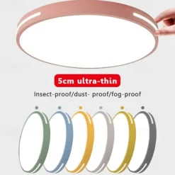 Ceiling Light 12" Macaron Ultra-thin 5cm Bright & Power Saving Modern Acrylic Round Flush Mount LED Ceiling Lamp Warm White 110-240V