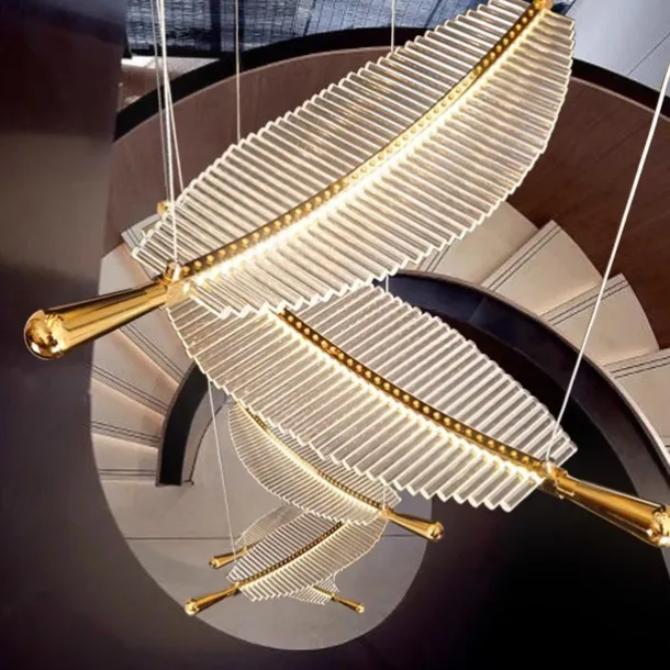 Ceiling Light 30/40/60/80cm Modern Leaf LED Chandelier Luxury Gold Kitchen Island Lights丨Acylic Lighting Hanging Fixtures Dining Room Ceiling Light Home Bar Art Suspension Luminaire Lamp