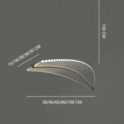 Ceiling Light 30/40/60/80cm Modern Leaf LED Chandelier Luxury Gold Kitchen Island Lights丨Acylic Lighting Hanging Fixtures Dining Room Ceiling Light Home Bar Art Suspension Luminaire Lamp