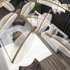 Ceiling Light 30/40/60/80cm Modern Leaf LED Chandelier Luxury Gold Kitchen Island Lights丨Acylic Lighting Hanging Fixtures Dining Room Ceiling Light Home Bar Art Suspension Luminaire Lamp