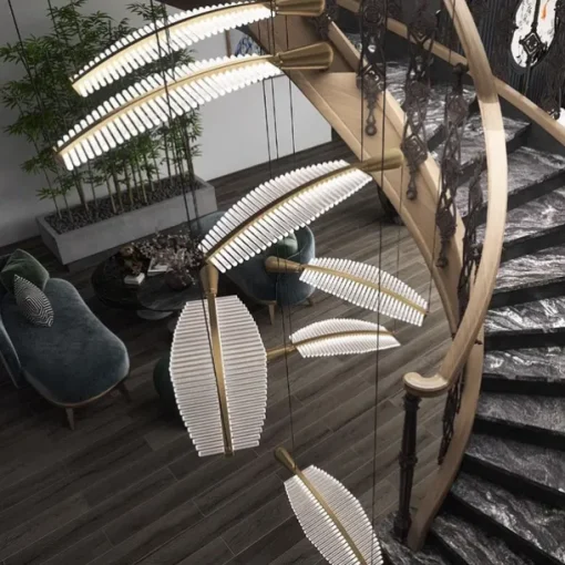 Ceiling Light 30/40/60/80cm Modern Leaf LED Chandelier Luxury Gold Kitchen Island Lights丨Acylic Lighting Hanging Fixtures Dining Room Ceiling Light Home Bar Art Suspension Luminaire Lamp