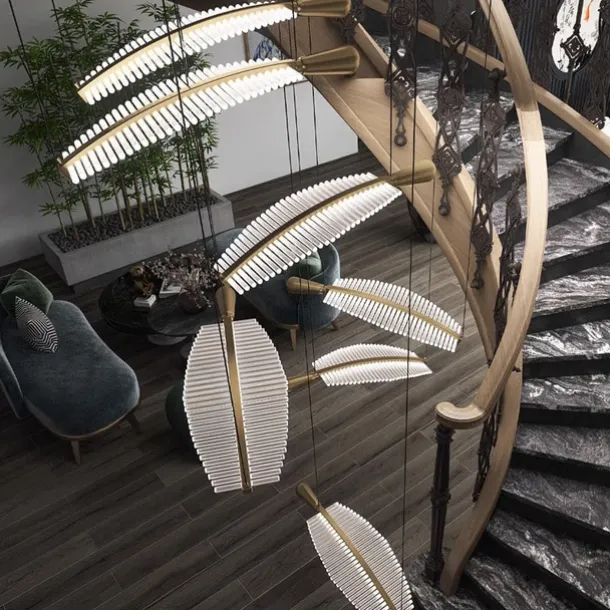 Ceiling Light 30/40/60/80cm Modern Leaf LED Chandelier Luxury Gold Kitchen Island Lights丨Acylic Lighting Hanging Fixtures Dining Room Ceiling Light Home Bar Art Suspension Luminaire Lamp