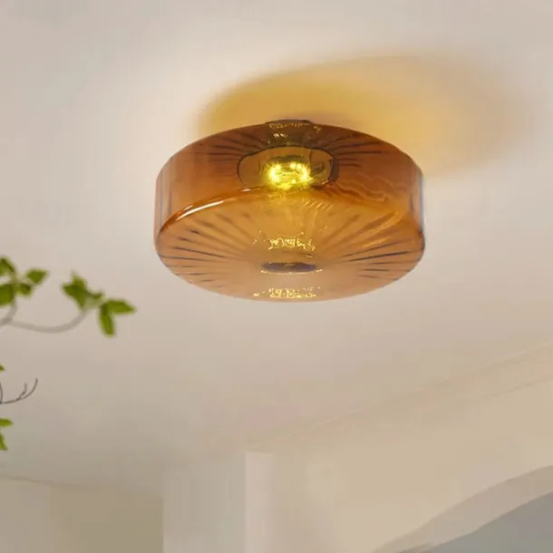 Ceiling Light Coffee Coloured Glass Ceiling Lamp 20/28/38cm for Ceiling Light Brown Mid Century Close to Ceiling Light for Living Room Bedroom Kitchen Dining Room 110-240V