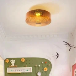 Ceiling Light Coffee Coloured Glass Ceiling Lamp 20/28/38cm for Ceiling Light Brown Mid Century Close to Ceiling Light for Living Room Bedroom Kitchen Dining Room 110-240V