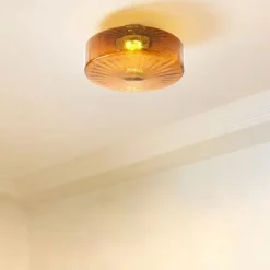 Ceiling Light Coffee Coloured Glass Ceiling Lamp 20/28/38cm for Ceiling Light Brown Mid Century Close to Ceiling Light for Living Room Bedroom Kitchen Dining Room 110-240V