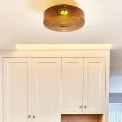 Ceiling Light Coffee Coloured Glass Ceiling Lamp 20/28/38cm for Ceiling Light Brown Mid Century Close to Ceiling Light for Living Room Bedroom Kitchen Dining Room 110-240V