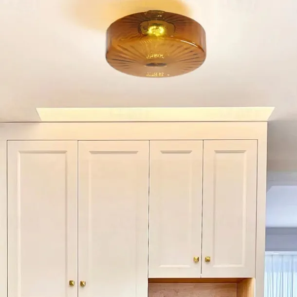 Ceiling Light Coffee Coloured Glass Ceiling Lamp 20/28/38cm for Ceiling Light Brown Mid Century Close to Ceiling Light for Living Room Bedroom Kitchen Dining Room 110-240V