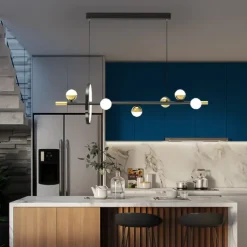 Ceiling Pendant Light Globe Design Modern Pendant Light for Dining Room Kitchen Restaurant Bar Creative Golden Lighting Fixtures Nordic Line Hanging Ceiling Lamp 110-240V