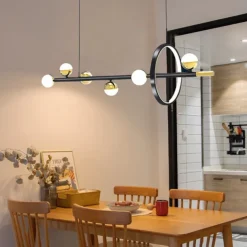 Ceiling Pendant Light Globe Design Modern Pendant Light for Dining Room Kitchen Restaurant Bar Creative Golden Lighting Fixtures Nordic Line Hanging Ceiling Lamp 110-240V