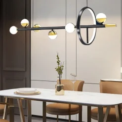 Ceiling Pendant Light Globe Design Modern Pendant Light for Dining Room Kitchen Restaurant Bar Creative Golden Lighting Fixtures Nordic Line Hanging Ceiling Lamp 110-240V