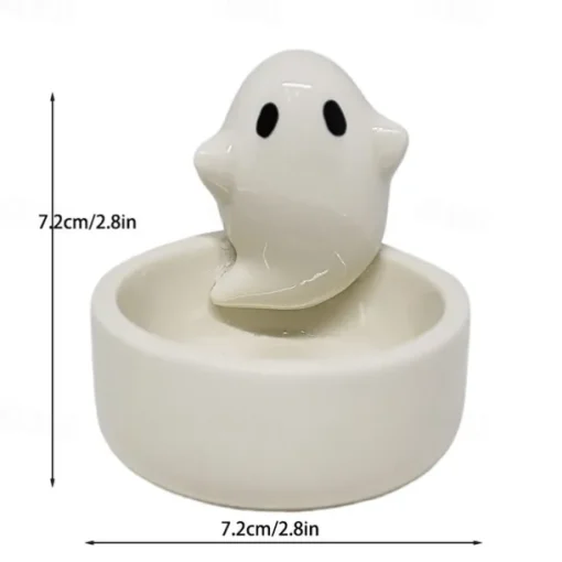 Ceramic Ghost Candle Holder, Halloween Decoration, Cute Aromatherapy Candle Stand, INS Inspired, Perfect Halloween Gift (Candle Holder Only, Candle Not Included)