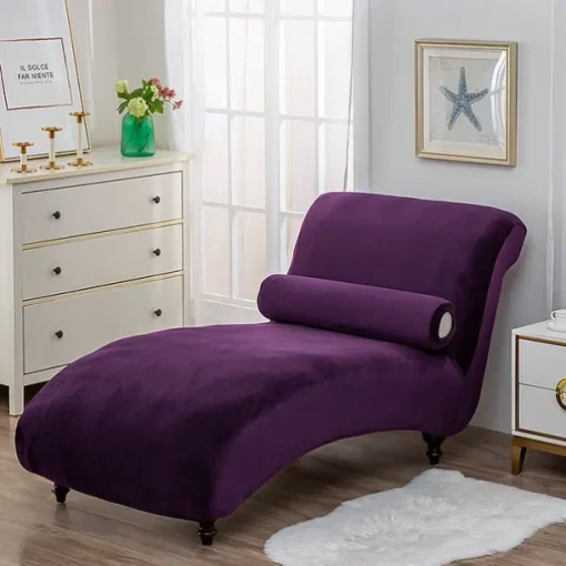 Chaise Lounge Cover Velvet Luxury Slipcovers for Living Room Indoor Stretch Slipcover for Chaise Lounge Ultra Soft Machine Washable