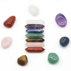 Chakra Healing Stones Set Natural Spar Hexagonal Column Double Point 7 Irregular 7 Set Gift Box