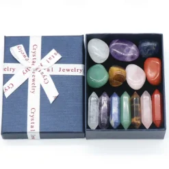 Chakra Healing Stones Set Natural Spar Hexagonal Column Double Point 7 Irregular 7 Set Gift Box