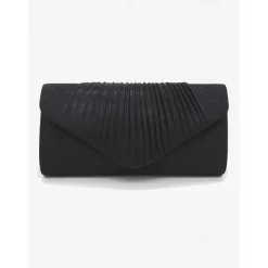 Champagne Glitter Evening Clutch Bag with Pleated Design – Elegant Handbag for Women, Perfect for Weddings, Parties, and Formal Events