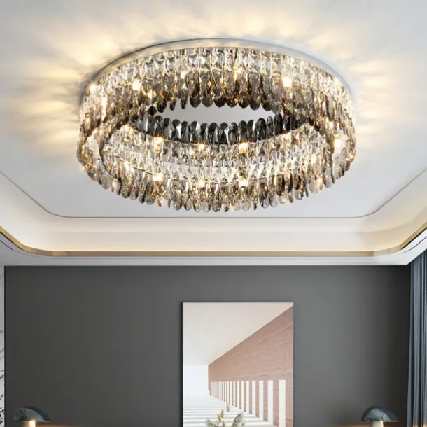 Chandelier 60/80cm LED Crystal Ceiling Light Circle Design Unique Design Flush Mount Lights Stainless Steel LED Nordic Style 110-240V